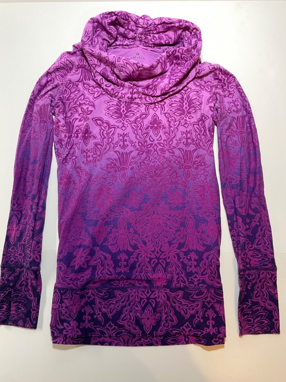 Athleta Purple Floral Long Sleeve Top Size M - Picture 12 of 12